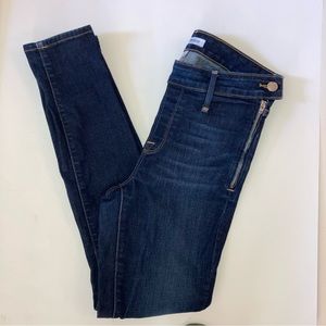 Good American Side Zip Skinny Jeans Dark Blue 26